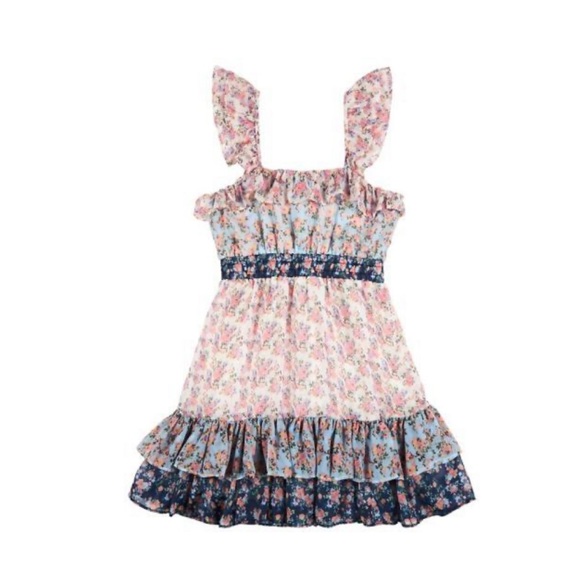 Marlo Kids Spanish Ditsy Primrose Floral Ruffle size Elsa Florals Mini Dress - Picture 2 of 9